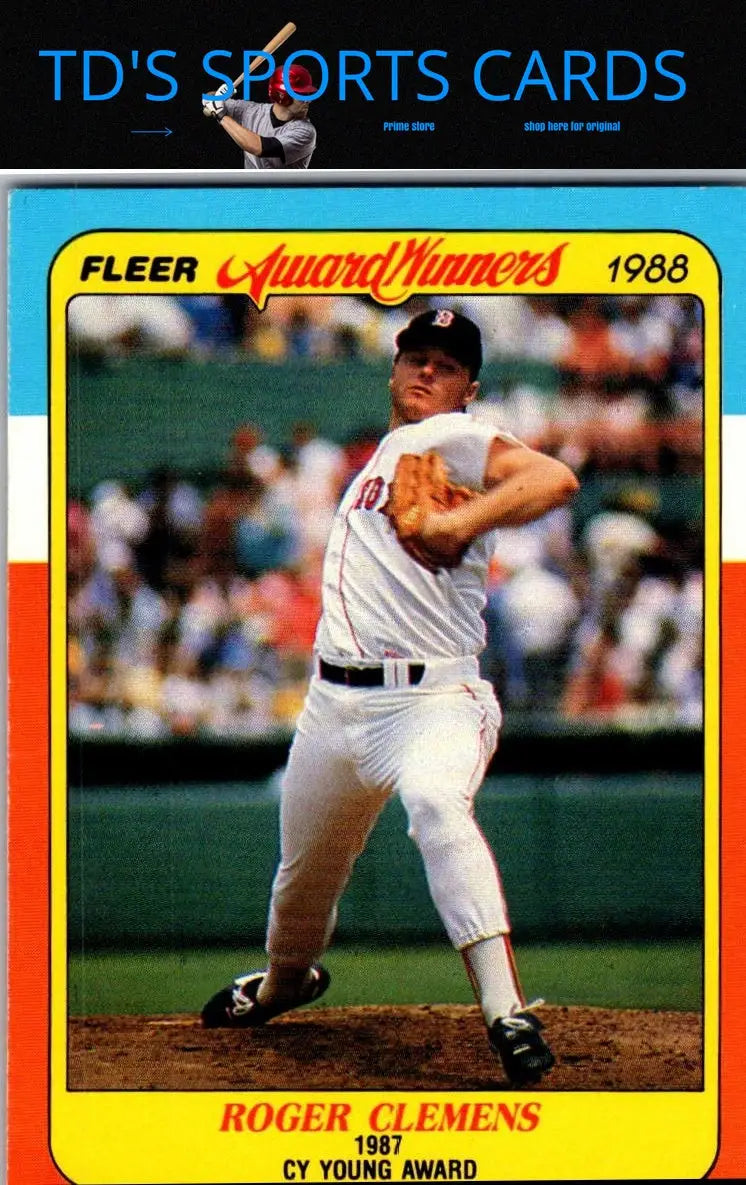 Roger Clemens baseball card from Fleer Award Winners 1988 Fleer Award series