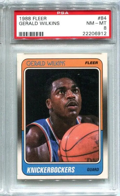 Graded 1988 Fleer Gerald Wilkins basketball card featuring New York Knicks for collectors