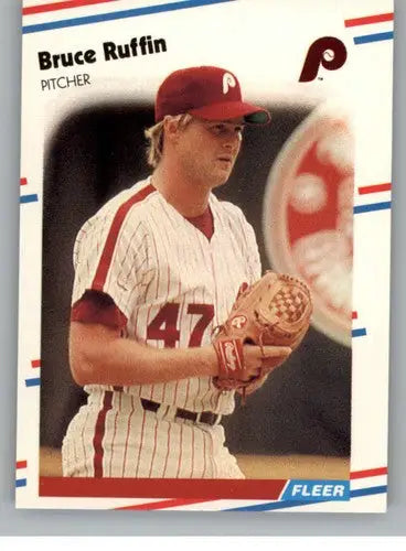 Original gloss Bruce Ruffin baseball card from Fleer Glossy 1988 Phillies collection