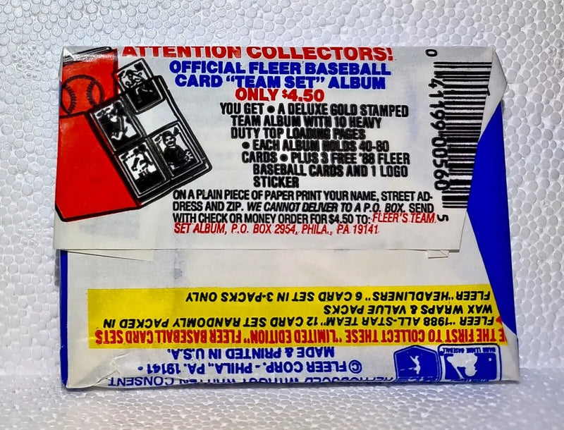 1988 Fleer MLB Baseball Trading Card Pack - Factory Sealed New - 15 Cards