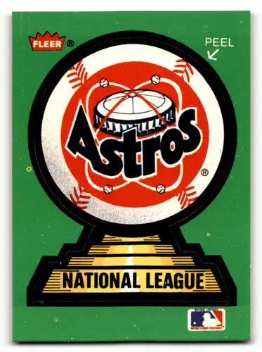 Houston Astros baseball sticker featuring team logos stadium from 1988 Fleer set