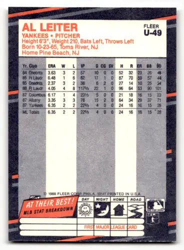 Al Leiter 1988 Fleer Update original gloss mint rc rookie baseball card