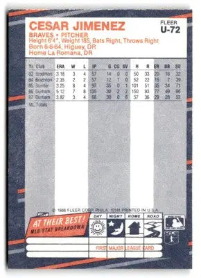 1988 Fleer Update #U-72 Cesar Jimenez