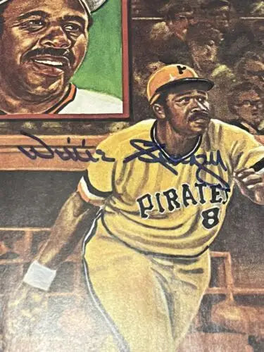 Baseball player painting featured in 1988 Hall of Fame Annual Program autographed by Willie Stargell Auto