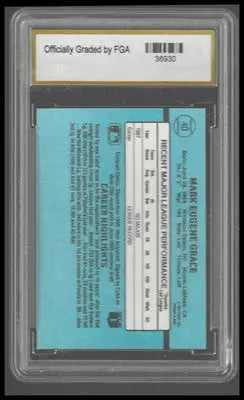 1988 Leaf #40 Mark Grace Rookie FGA GEM/MT 10 - Baseball Card Single