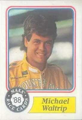 Michael Waltrip racing trading card from 1988 Maxx #98 showcasing racing memorabilia