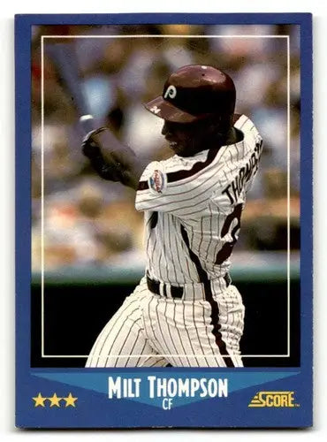 Original gloss Milt Thompson Philadelphia Phillies baseball card from 1988 Score series
