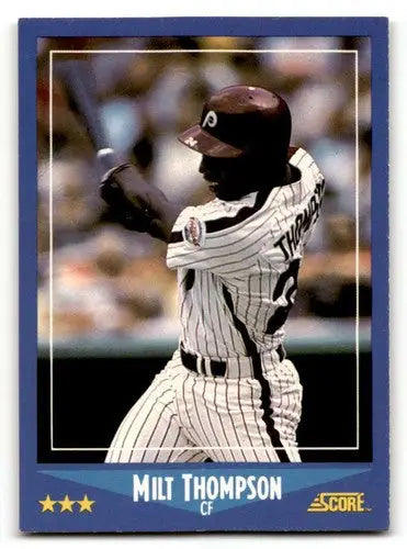 Original gloss Milt Thompson Phillies baseball card from 1988 Score #115