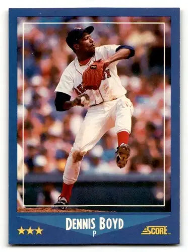 Original gloss Dennis Boyd Boston baseball card from 1988 Score #121 Boyd Boston Red Sox