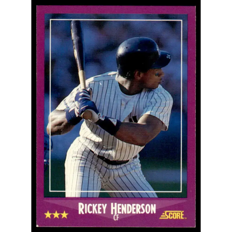 1988 Score #13 Rickey Henderson VG/EX New York Yankees Baseball Card - Baseball Card Single
