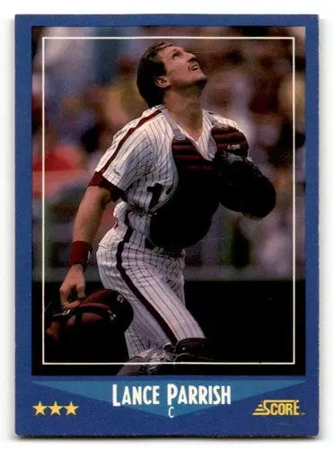 Original gloss Lance Parrish Phillies baseball card from 1988 Score #131