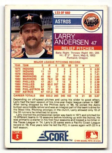 Original gloss 133a Larry Anderson Houston Astros baseball card front view