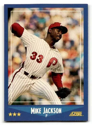 1988 Score Mike Jackson Philadelphia Phillies baseball card with original gloss