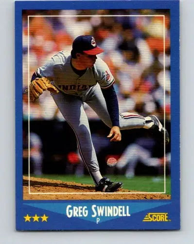 Original gloss baseball card of Greg Swindell from the Cleveland Indians 1988 Score series