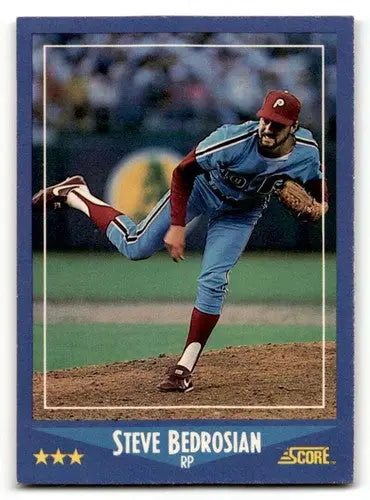 Steve Bedrosian baseball card with original gloss from 1988 Score Philadelphia Phillies