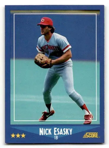 Original gloss Nick Esasky Cincinnati Reds baseball card from 1988 Score #163