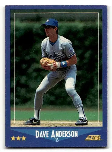 1988 Score Dave Anderson Los Angeles Dodgers baseball card in collectible sports card display