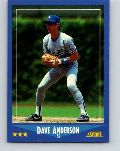 1988 Score Dave Anderson baseball card with original gloss, Dodgers collectible featuring Simply Sandoval