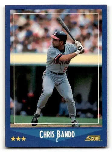 1988 Score Chris Bando Cleveland Indians baseball card with original gloss front view