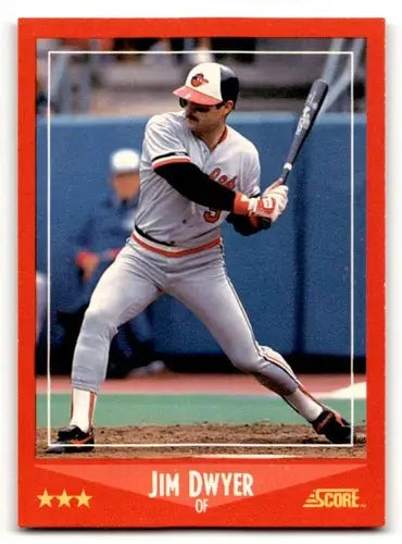 1988 Score Jim Dwyer Baltimore Orioles baseball card in collectible sports card collection