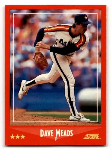 1988 Score Dave Meads Houston Astros baseball card with original gloss, Meads Houston Astros