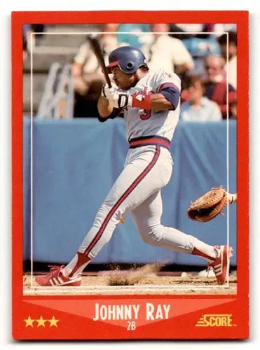 Original gloss Johnny Ray California baseball card from 1988 Score set featuring Ray California Angels