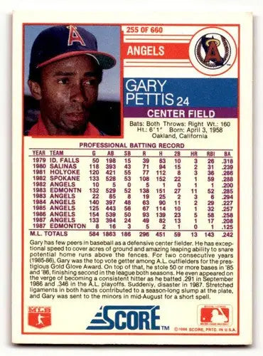 1988 Score Gary Pettis California Angels baseball card with original gloss