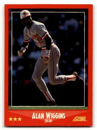 1988 Score Alan Wiggins Baltimore Orioles baseball card front view