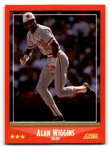 1988 Score Alan Wiggins Baltimore Orioles baseball card, EX/NM condition