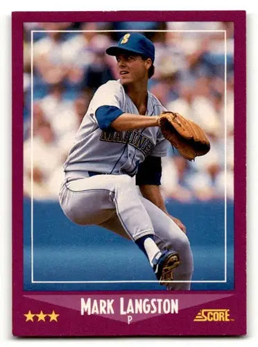 1988 Score Mark Langston Seattle Mariners baseball card featuring Mark Langston Seattle Mariners player
