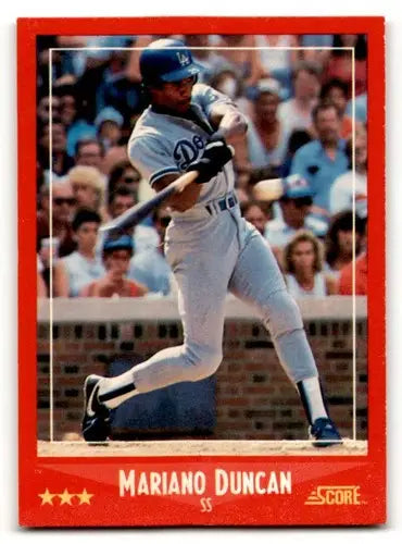 Original gloss Mariano Duncan Los Angeles Dodgers baseball card 1988 Score #321