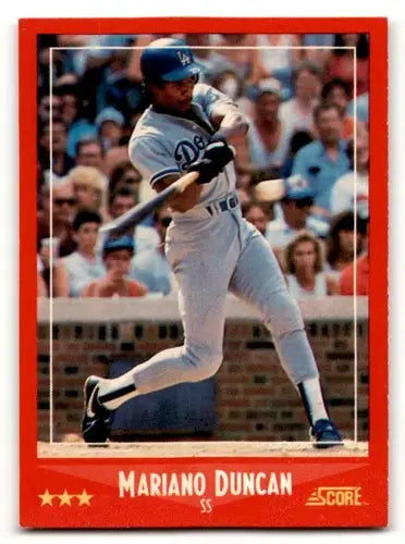 Original gloss Mariano Duncan Los Angeles Dodgers baseball card from 1988 Score #321