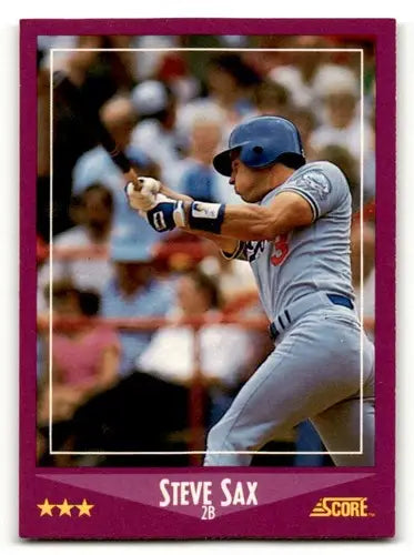 Original gloss Steve Sax baseball card showcasing Steve Sax Los Angels Dodgers