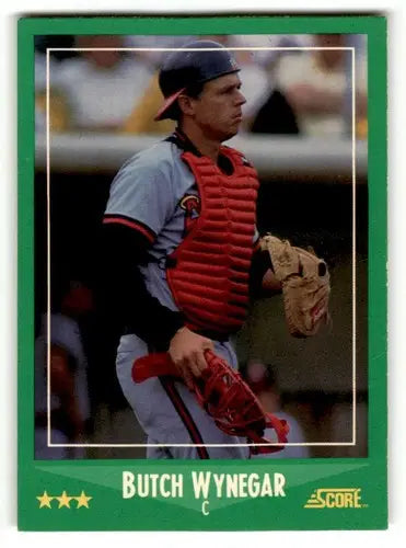 Original gloss Butch Wynegar baseball card featuring California Angels from 1988 Score series
