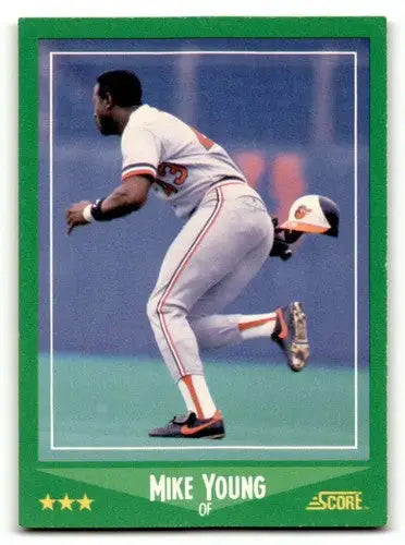 1988 Score Mike Young Baltimore Orioles baseball card in EX/NM condition