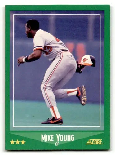 1988 Score Mike Young Baltimore Orioles baseball card showing player image