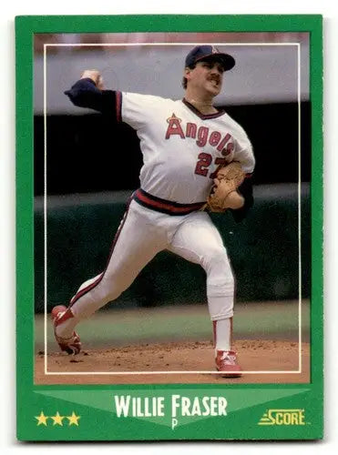 Original gloss Willie Fraser California baseball card from 1988 Score #394 Fraser California Angels