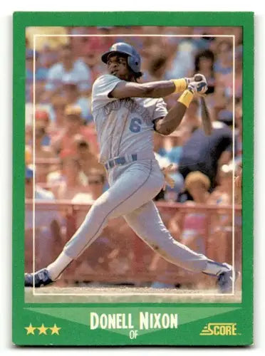 Original gloss 1988 Score Donell Nixon Seattle Mariners baseball card showcasing Nixon Seattle Mariners