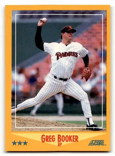 1988 Score Greg Booker San Diego Padres baseball card front view