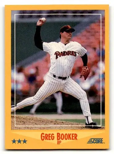 Original gloss Greg Booker San Diego Padres baseball card from 1988 Score #447