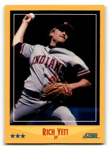 Original gloss baseball card featuring Rich Yett Cleveland Indians from 1988 Score series