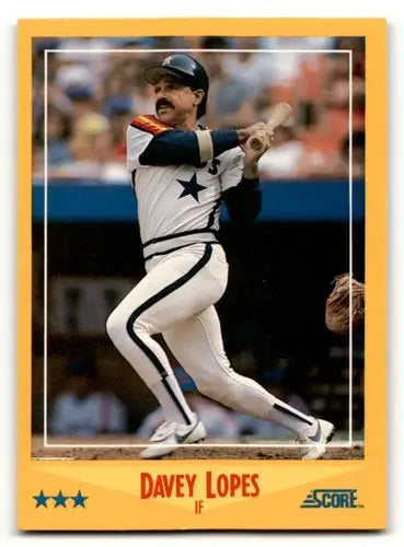 1988 Score Davey Lopes Astros baseball card with original gloss in Houston Astros memorabilia