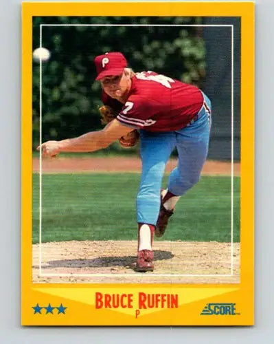 1988 Score Bruce Ruffin baseball card with original gloss from Phillies collection