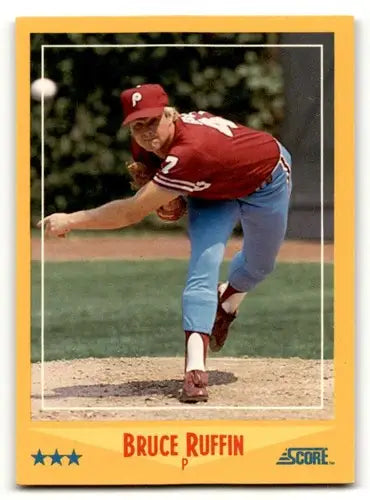 Original gloss Bruce Ruffin Philadelphia Phillies baseball card from 1988 Score #492