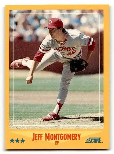 Original gloss Jeff Montgomery Cincinnati baseball card from 1988 Score Cincinnati Reds