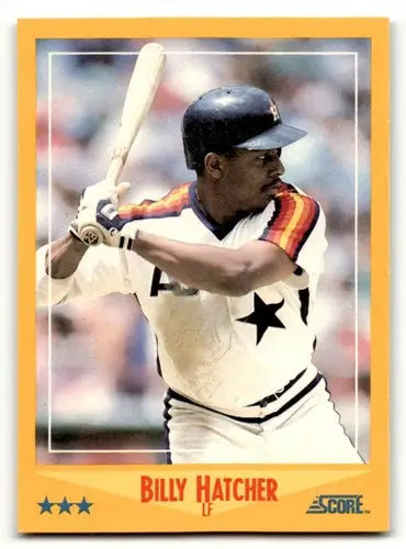 Original gloss Billy Hatcher Houston baseball card from 1988 Score #505