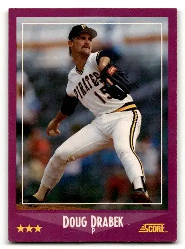 1988 Score #51 Doug Drabek Pittsburgh Pirates Baseball Cards EX/NM ID:58484