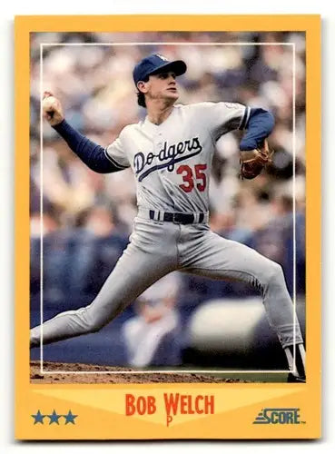1988 Score Bob Welch Los Angeles Dodgers baseball card with original gloss NM ID:54906