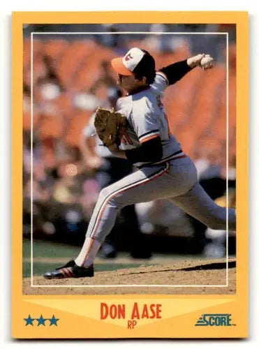 Original gloss Don Aase Baltimore baseball card from 1988 Score #518 featuring Aase Baltimore Orioles