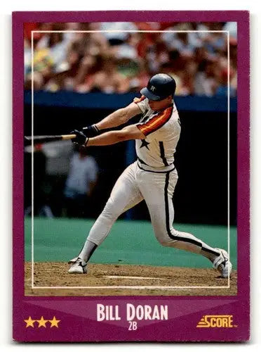 Original gloss Bill Doran Houston Astros baseball card from 1988 Score series